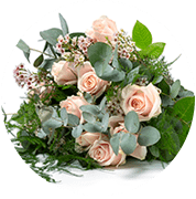 Boeket roze rozen voor een vrouw