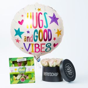 Combi Deal beterschap met snoepmix, rozentaartje en folieballon Get Well Soon