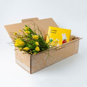 Geel Tulpenboeket + M&M's Giftbox