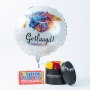 Combi Deal Geslaagd met folieballon, bloemstuk en Tony's Chocolonely Melk reep