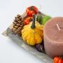 Ingezoomd sierfruit op het herfstplankje