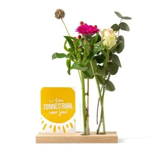 Brievenbus cadeau met kaarthouder en bloemen