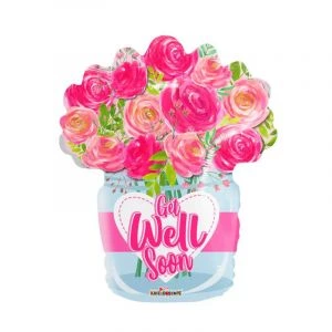 Get Well Soon boeket roze rozen