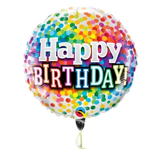 Heliumballon Happy Birthday met Confetti