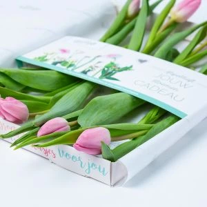 Roze brievenbus tulpen